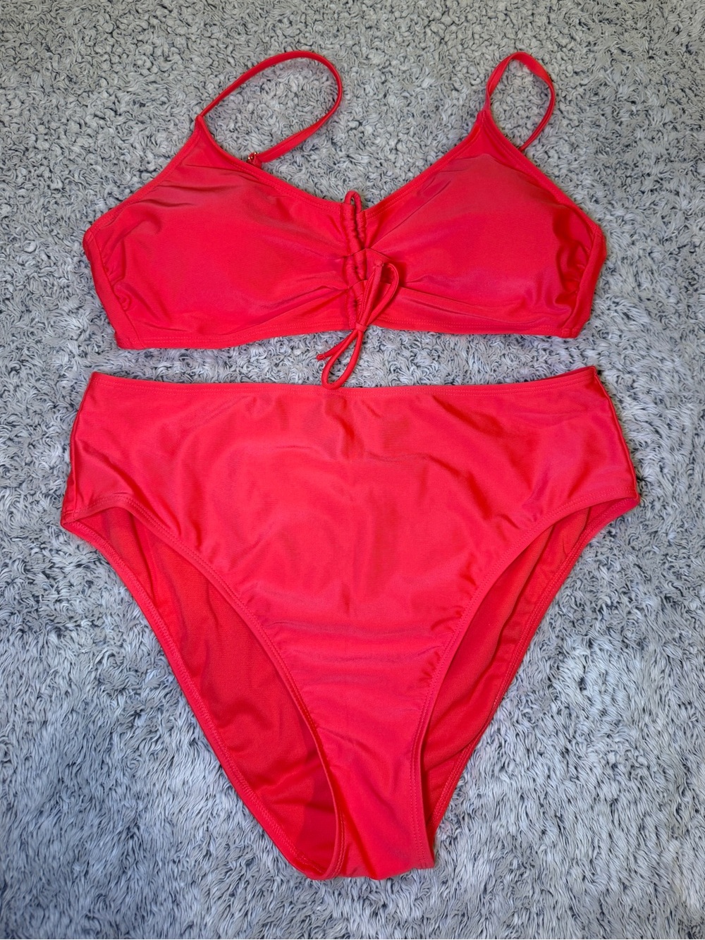 Shade & Shore Red-Pink High-Waist Bikini Set